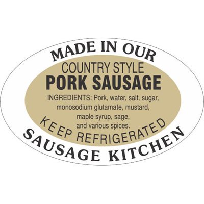 COUNTRY STYLE PORK SAUSAGE 
MADE IN KITCHEN  OVAL
500/ROLL