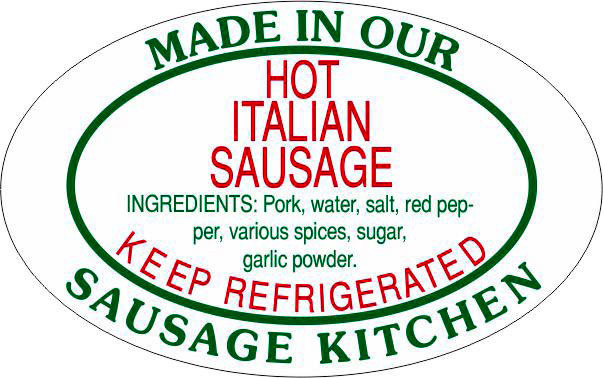 HOT SAUSAGE MADE IN KITCHEN RED/GREEN 500/ROLL