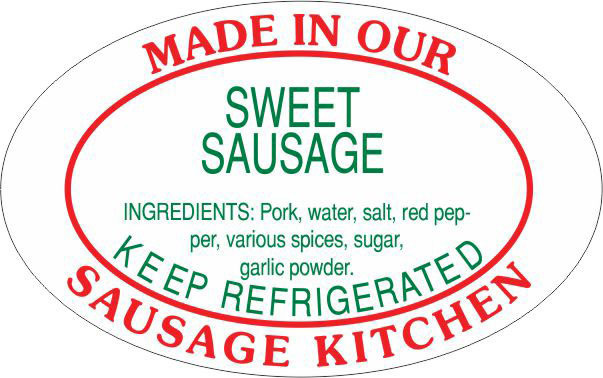 SWEET SAUSAGE MADE IN KITCHEN
RED/GREEN 500/ROLL