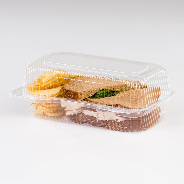 LBH-463  CLEAR HINGED PLASTIC  
CONTAINER  8.5 X 4.5 X 3.5  
500/CS