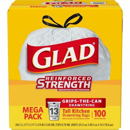 13 GAL. GLAD TRASH BAGS  100/BOX  4 BOXES/CASE  