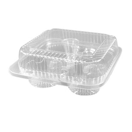 4 COMPARTMENT HINGED MUFFIN CONTAINER LBH-8604 250/CASE