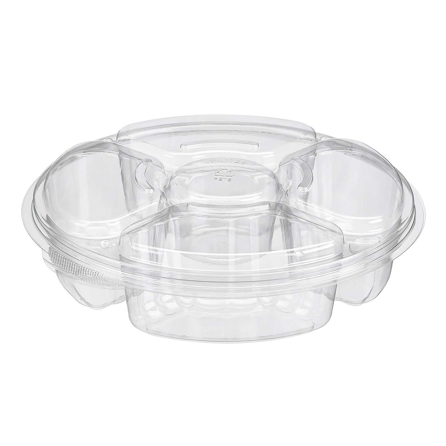 10&quot; PRODUCE TRAY INLINE
PLO54C 100/CASE  5 COMPART.
WITH DIP CUP  54 OZ.