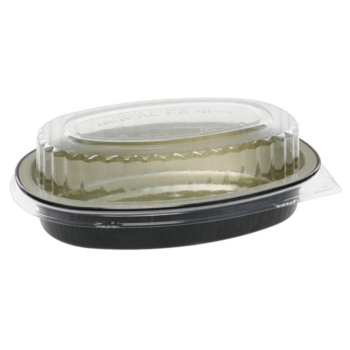 16 OZ BLACK/GOLD DUAL OVENABLE OVAL CONTAINER 100/CS Y6707